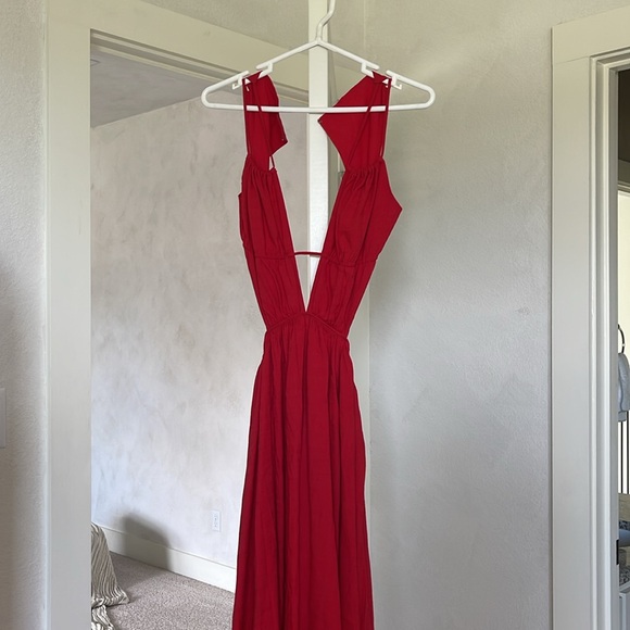 CULT GAIA Dua red linen maxi dress - Picture 8 of 9